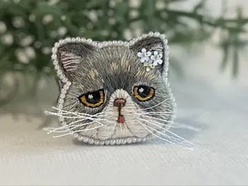 손자수 고양이 브로치 A