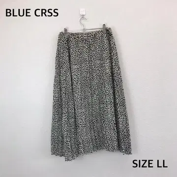 새상품급 BLUE CROSS 레오파드 무늬 화이트 블랙 롱 스커트 LL
