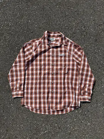 90s 00s PIKO 옴브레 체크 셔츠 긴팔 박스 실루엣