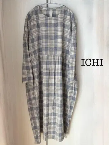ICHI 이치 체크 롱 원피스