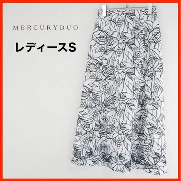 A3935 새상품급 MERCURYDUO 플레어 스커트 꽃무늬 S 화이트