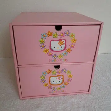 [레트로] 헬로키티 서랍 수납 박스 소품함 케이스 핑크 1998