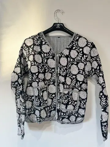 블록 프린트 자켓 칸타 퀼트 핸드메이드