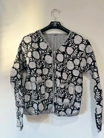 블록 프린트 자켓 칸타 퀼트 핸드메이드