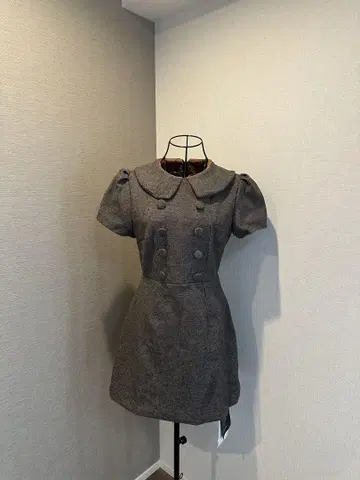 싸개 버튼 하운드투스 체크 원피스