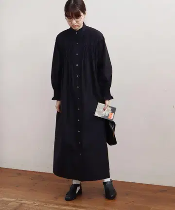 Fig London Shirring OP 핀턱 셔츠 원피스