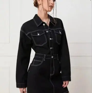 SHEIN 블랙 데님 원피스
