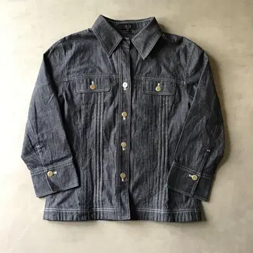 [ 고급 ] DAKS 닥스 디자인 셔츠 골드 버튼 체크 카멜 38