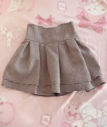 미셸 마카롱 슬림 레그 스커트 하운드투스 체크 패턴