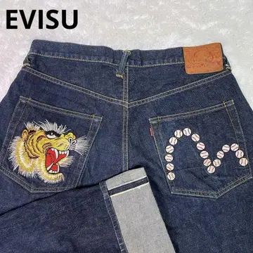 EVISU 에비수 데님 한신 타이거즈 한정품 호랑이 귀 갈매기 자수