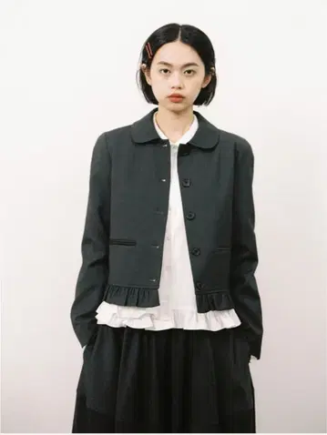 라운드 프릴 재킷, 차콜 오헤시오