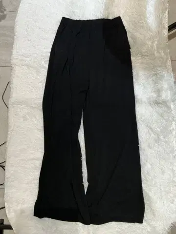 블랙 와이드 팬츠 허리밴딩