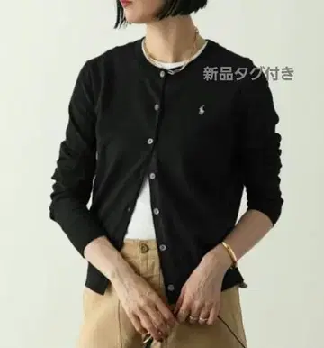 택 포함 새상품 폴로 랄프로렌 피마 코튼 가디건 블랙