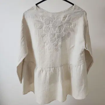 BEARDSLEY 자수 린넨 울 상의