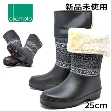 미사용 새상품 okamoto 2WAY 퍼 장화 유리 섬유 밑창 25cm