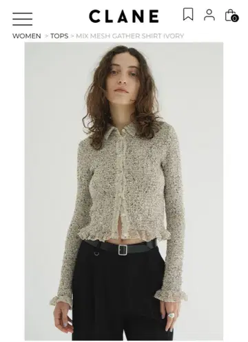 CLANE MIX MESH GATHER SHIRT 아이보리 사이즈 1