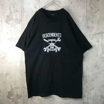 Y6064 구제 의류 DESCENDENTS 밴딩 T셔츠 블랙 싱글 스티치