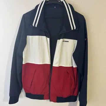 HILFIGER 스트라이프 옷깃 점퍼 네이비/레드 사이즈 S 타미힐피거
