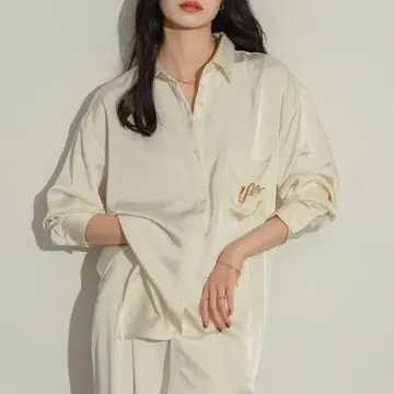 NEUNA 와셔 새틴 셔츠 아이보리
