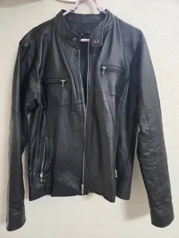 블랙 가죽 라이더 자켓 L 사이즈