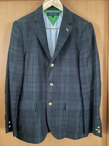 TOMMY HILFIGER 3B 그린 체크 블레이저