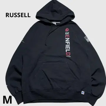 러셀 USA 구제 의류 국기 프린트 블랙 M