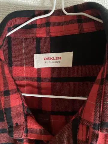 OSKLEN 빨검 체크 무늬 긴팔 셔츠