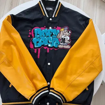 GALFY 바시티 자켓 XL 블랙 옐로우