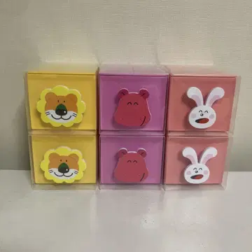 타베코 동물 플라스틱 체스트 사자 하마 토끼 소품함 6개 세트
