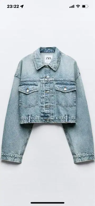 택 포함 미사용 새상품 ZARA 크롭 데님 자켓 S 블루