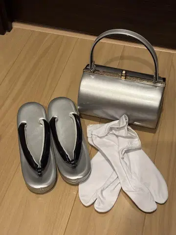 성인식 후리소데 실버 일본 의류용 백 조리 장갑 세트