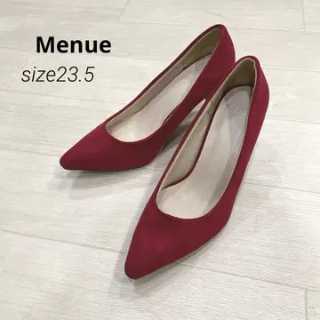 새상품급 Menue 므뉴 스웨이드 하이힐 펌프스 23.5cm 레드