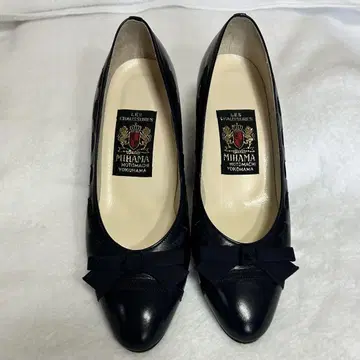 새상품급 MIHAMA 네이비 리본 포함 하이힐 23cm