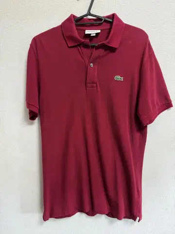 LACOSTE 버건디 피케 셔츠 US S