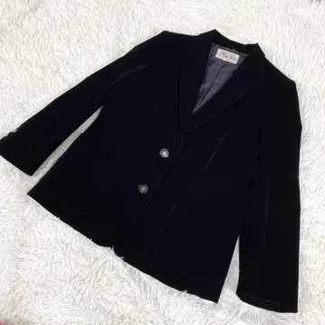 벨로아 원단 테일러드 자켓 여성용 블랙 빈티지
