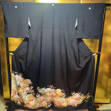 전통 예복 기모노 블랙 전통 예복 기모노 순수 실크