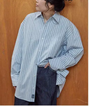 FREAK'S STORE 빅 커프스 멀티 스트라이프 셔츠