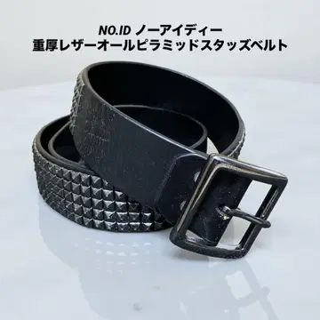중고 NO.ID 노아이디 중후한 가죽 올 피라미드 스터드 벨트 블랙