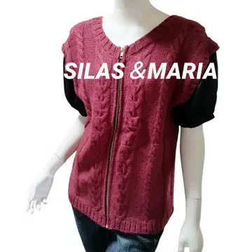 새상품 사이러스 버건디 케이블 니트 반팔 본체 가격 25000엔 M