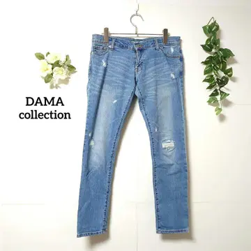 다마 컬렉션 데미지 스키니 데님 청바지 스트레치 로우라이즈