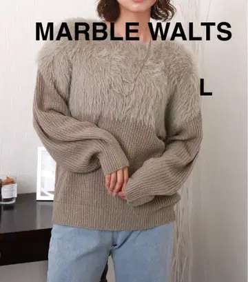 새상품 보송보송 샤기 절개 니트 L 그레이지 MARBLE WALTS