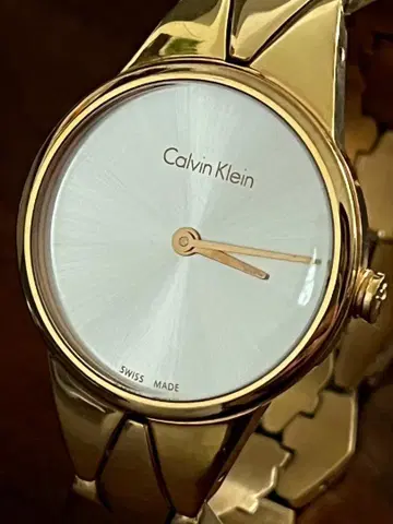CALVIN KLEIN 스네이크 워치 손목시계 화이트 x 골드