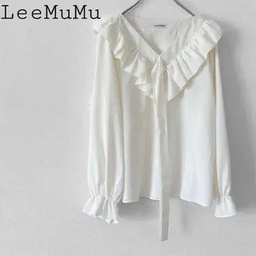 Lee MuMu 프릴 블라우스 화이트 계열 리본 심플 귀여운