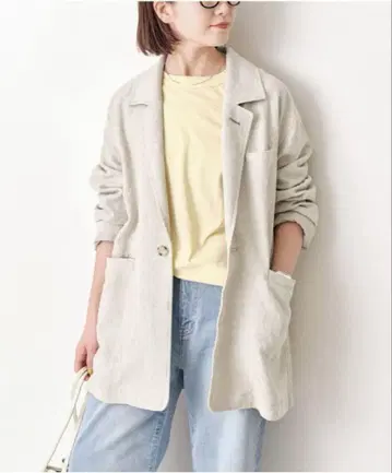 미사용 Spick and Span 오버 사이즈 린넨 테일러드 자켓