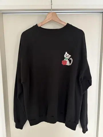 Hanes 고양이 자수 블랙 트레이닝복 XL