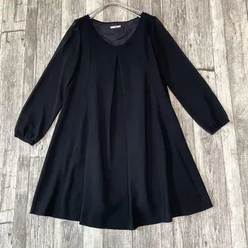 IENA 네이비 긴팔 A라인 원피스