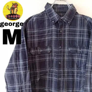 USA 구제 의류 george 플란넬 셔츠 M 블랙 그레이 체크