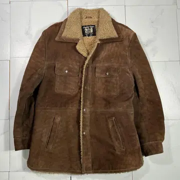 80s 스웨이드 가죽 보아 자켓 가죽 자켓 남성용 브라운 L