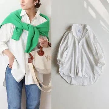 FRAMeWORK 코튼 레귤러 카라 셔츠 던거리 셔츠 화이트