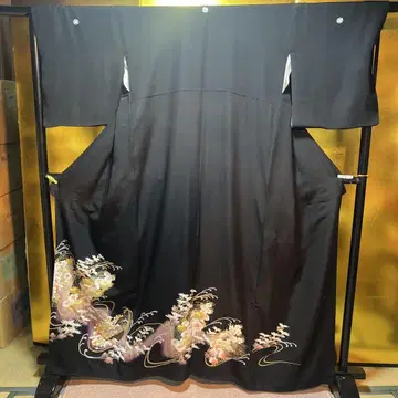 전통 예복 기모노 블랙 전통 예복 기모노 순수 실크 니시진 비단